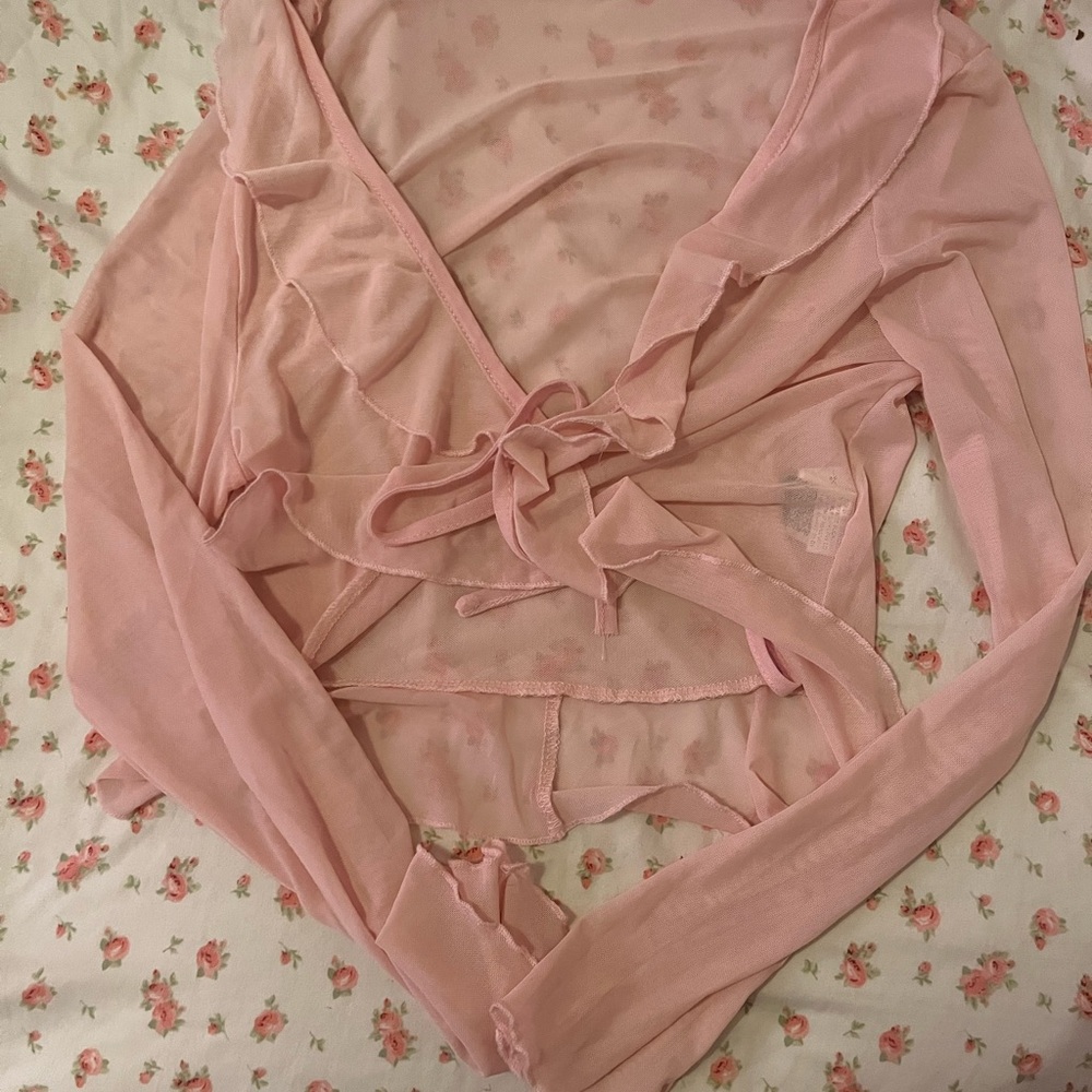 Sheer Pink Wrap Top